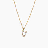 Stone Letter Charm Necklace Gold