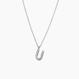 Stone Letter Charm Necklace Silver
