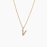 Stone Letter Charm Necklace Gold