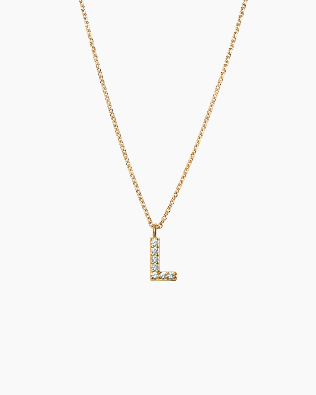 Stone Letter Necklace Gold