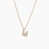 Stone Letter Necklace Gold