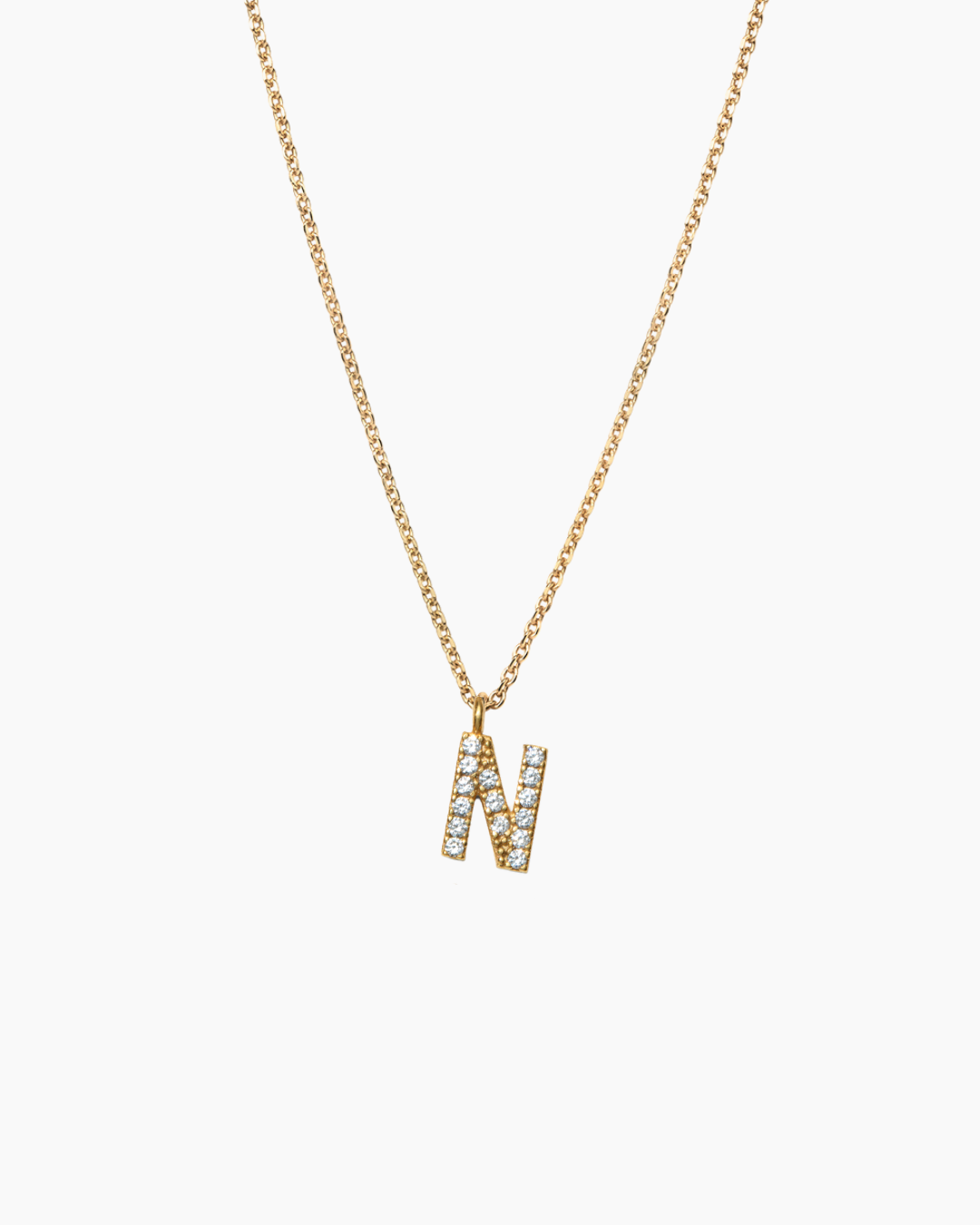 Stone Letter Necklace Gold