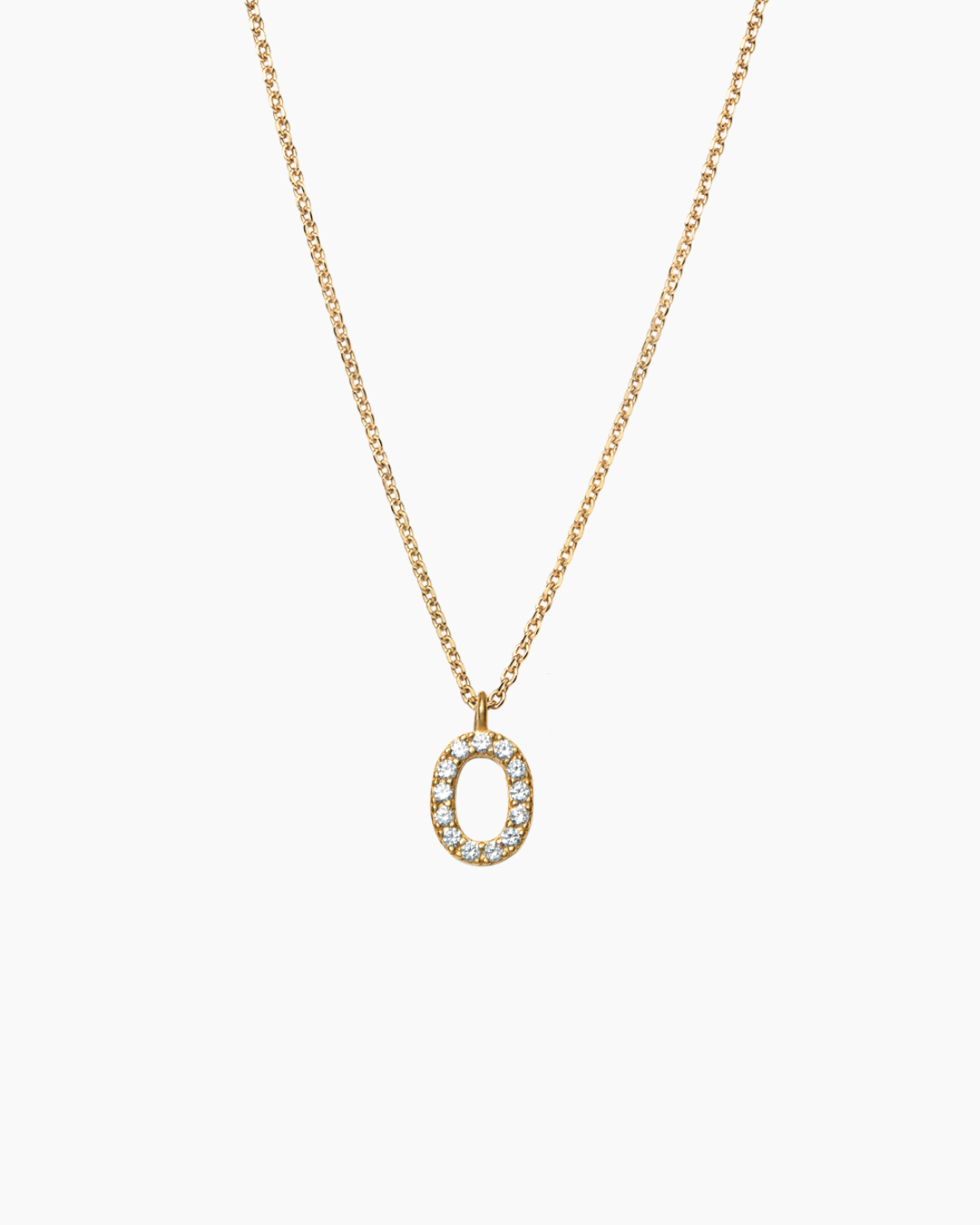 Stone Letter Necklace Gold