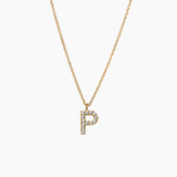 Stone Letter Necklace Gold