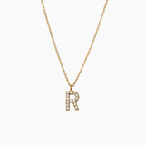Stone Letter Necklace Gold