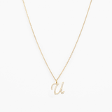 Italic Letters Necklace Gold