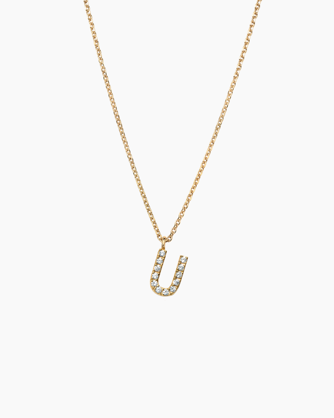 Stone Letter Necklace Gold