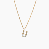 Stone Letter Necklace Gold