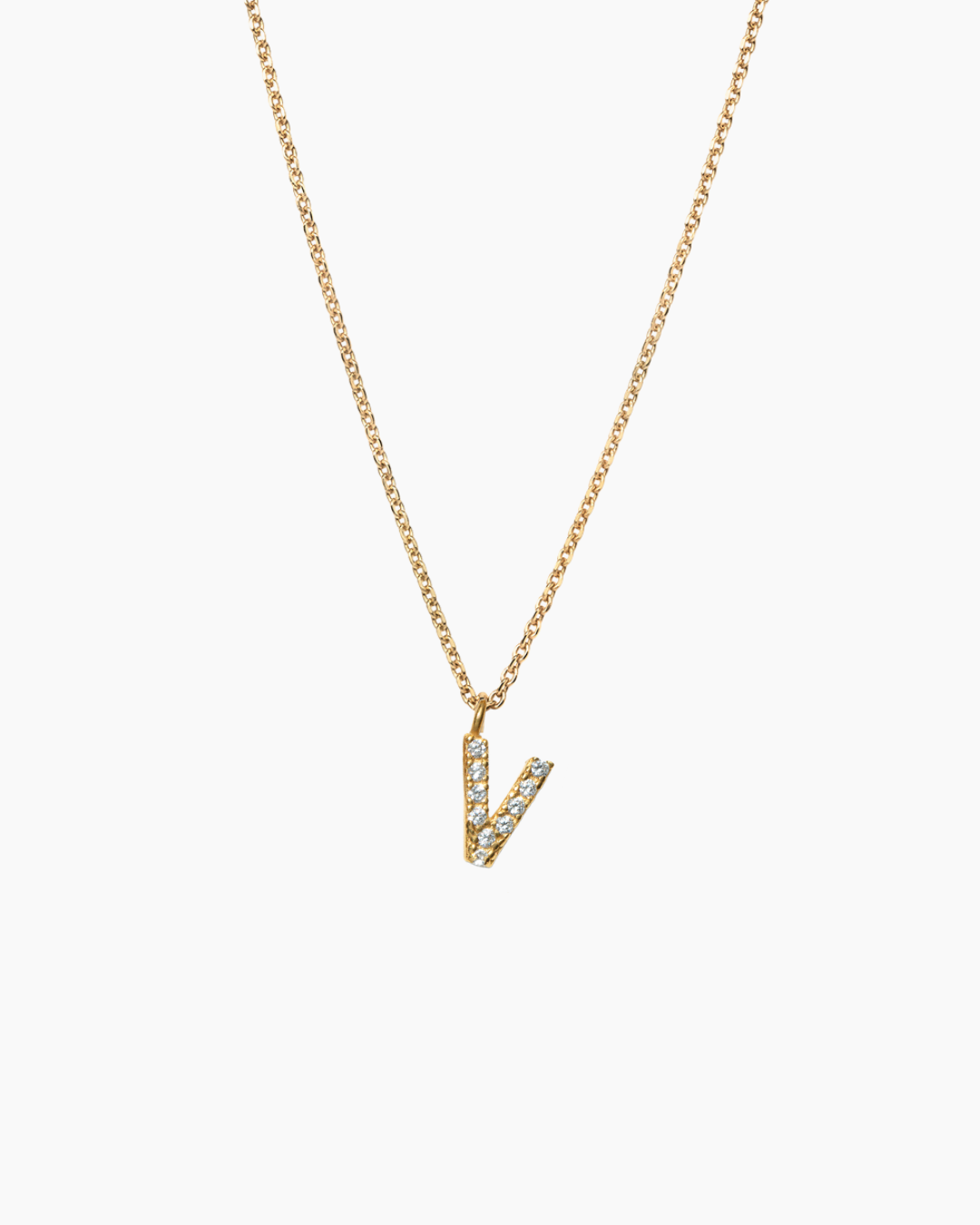 Stone Letter Necklace Gold