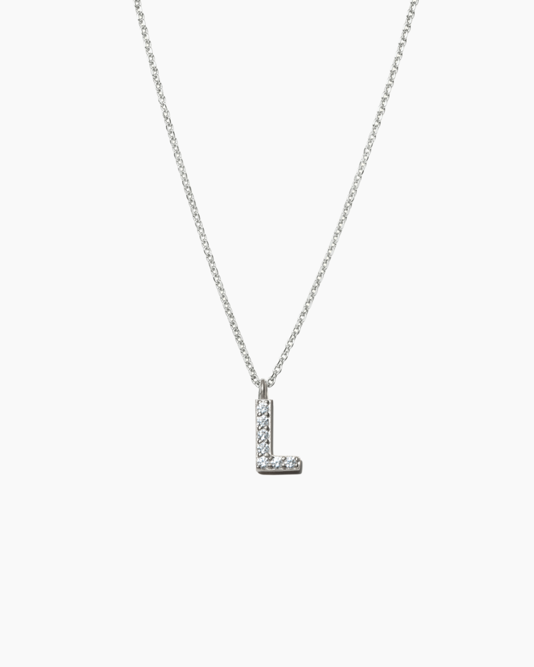 Stone Letter Necklace Silver