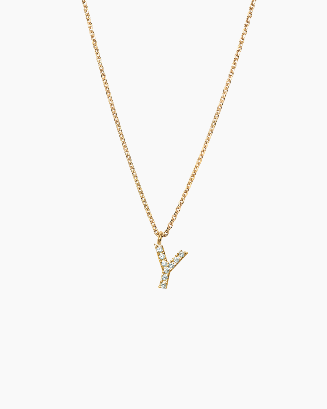 Stone Letter Necklace Gold