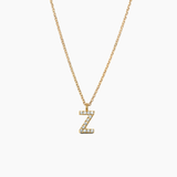 Stone Letter Necklace Gold