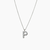 Stone Letter Necklace Silver