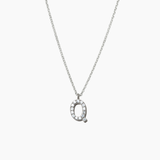 Stone Letter Necklace Silver