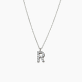 Stone Letter Necklace Silver