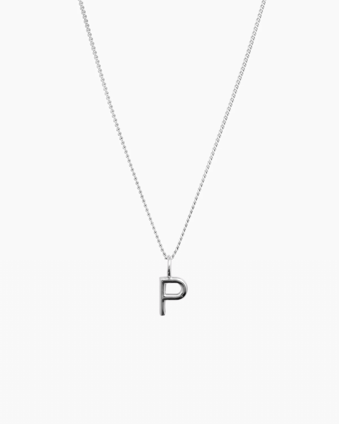 Letter Charm Necklace Silver