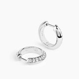 Rivetto Half Pavé Hoops Small Silver