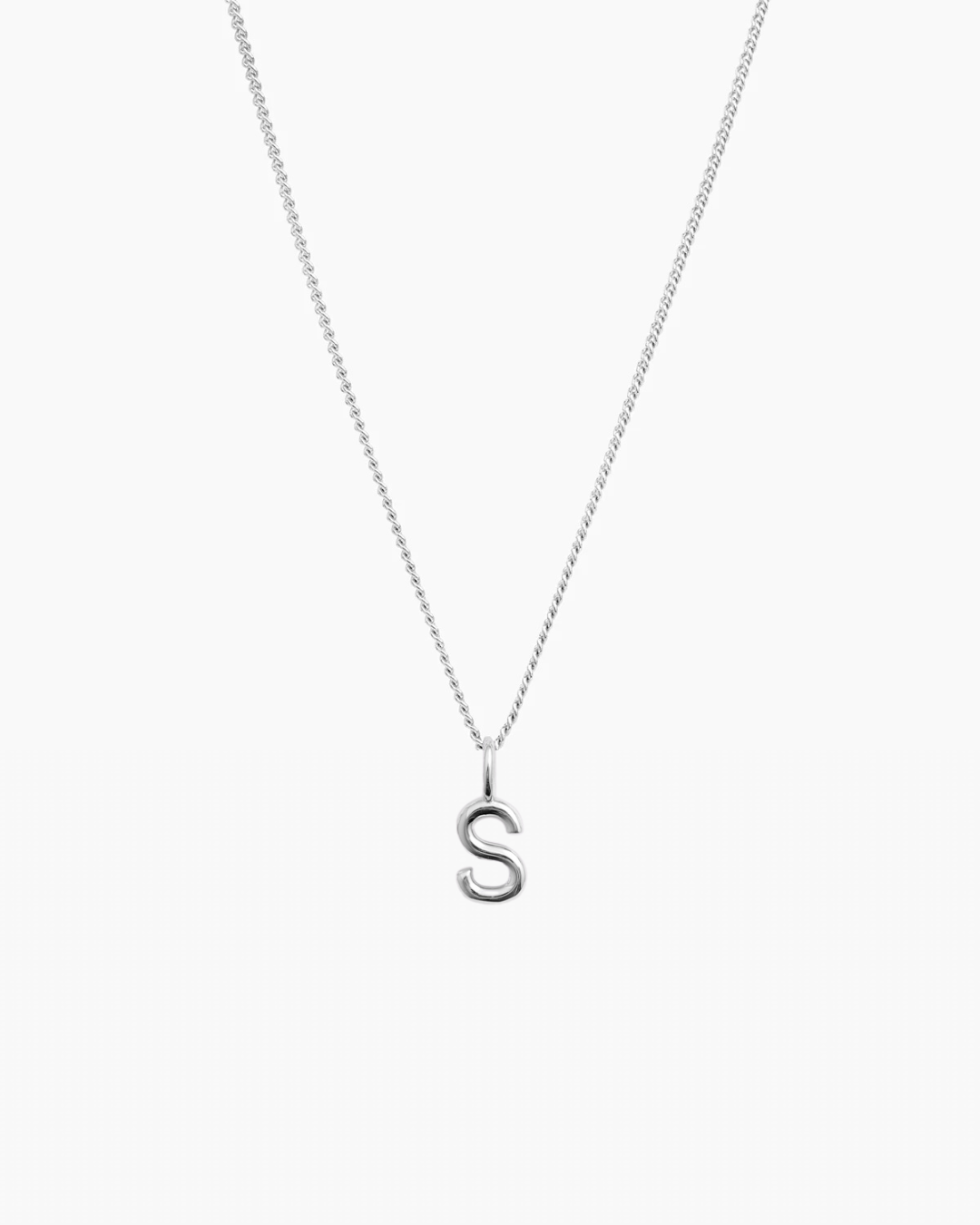 Letter Charm Necklace Silver