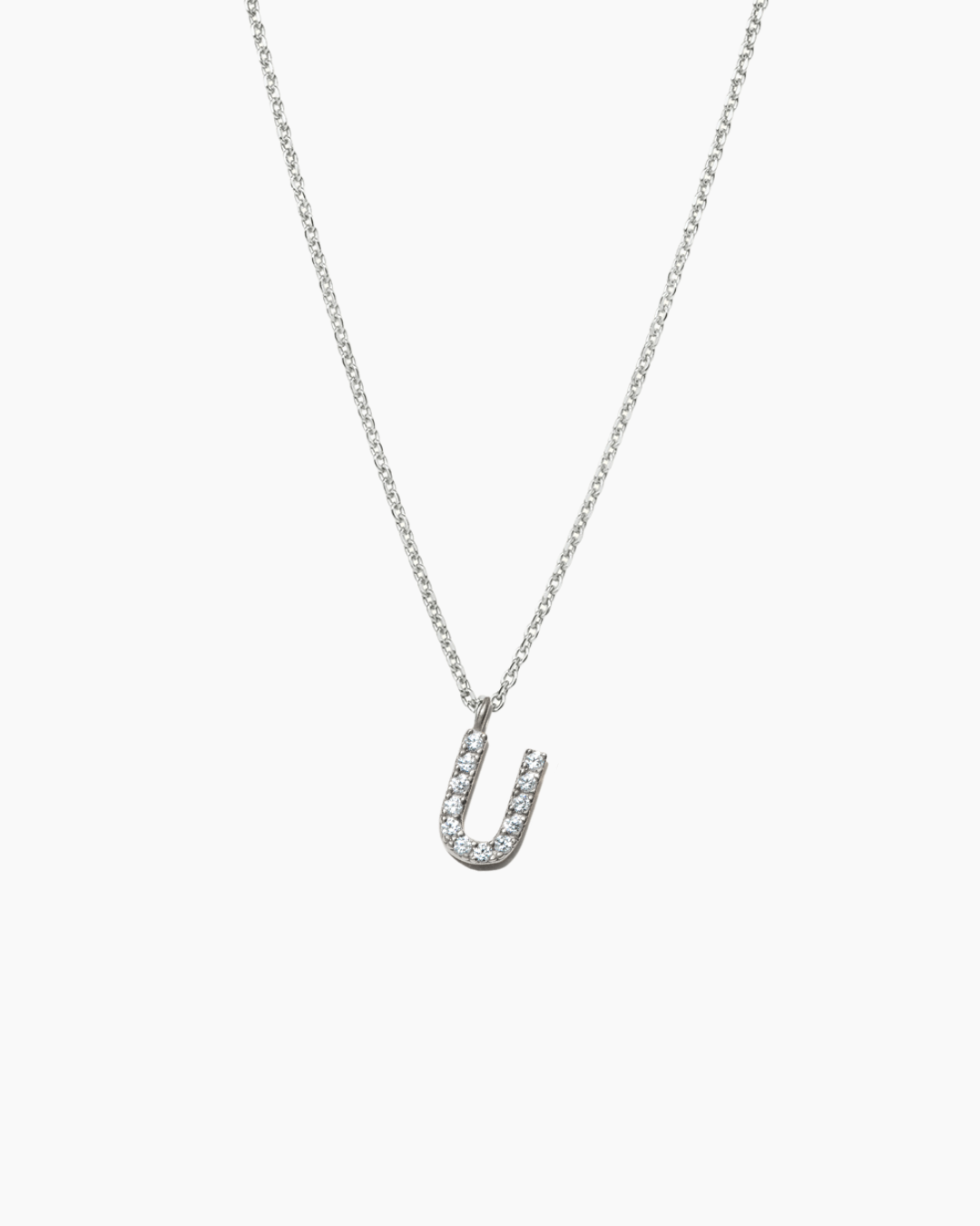 Stone Letter Necklace Silver