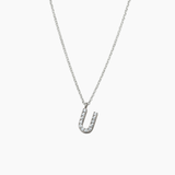 Stone Letter Necklace Silver