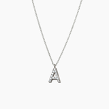 Stone Letter Necklace Silver