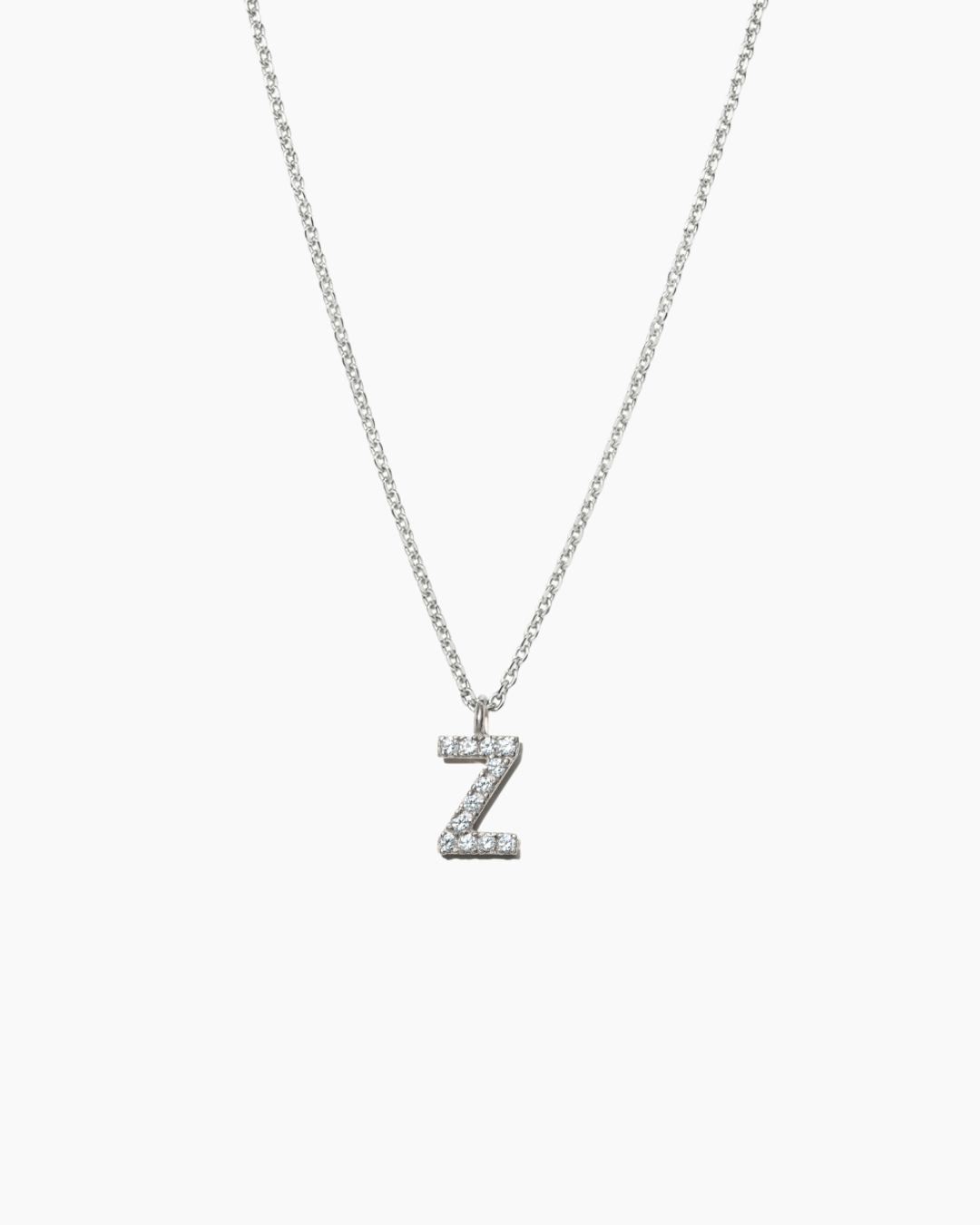 Stone Letter Necklace Silver