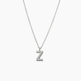 Stone Letter Necklace Silver