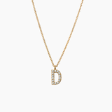 Stone Letter Necklace Gold