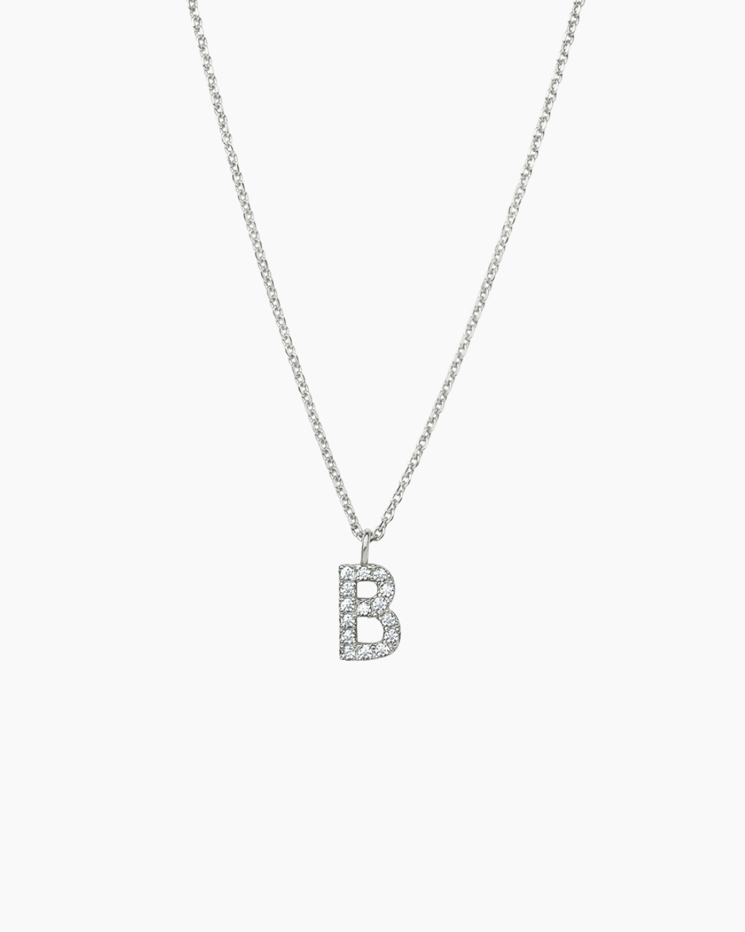 Stone Letter Charm Necklace Silver