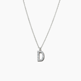 Stone Letter Charm Necklace Silver