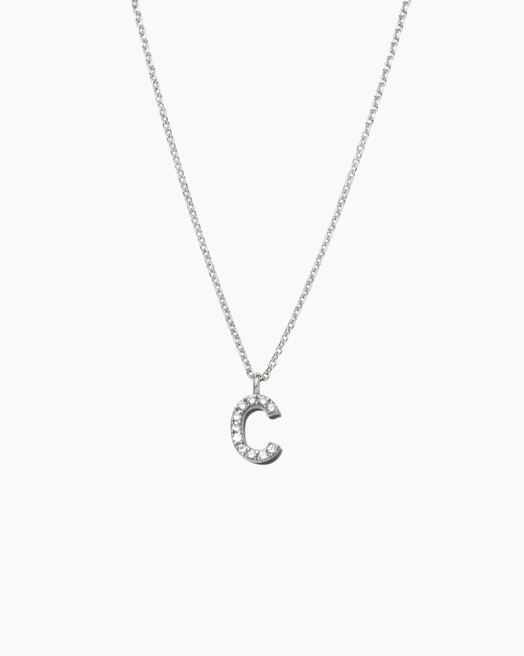 Stone Letter Necklace Silver