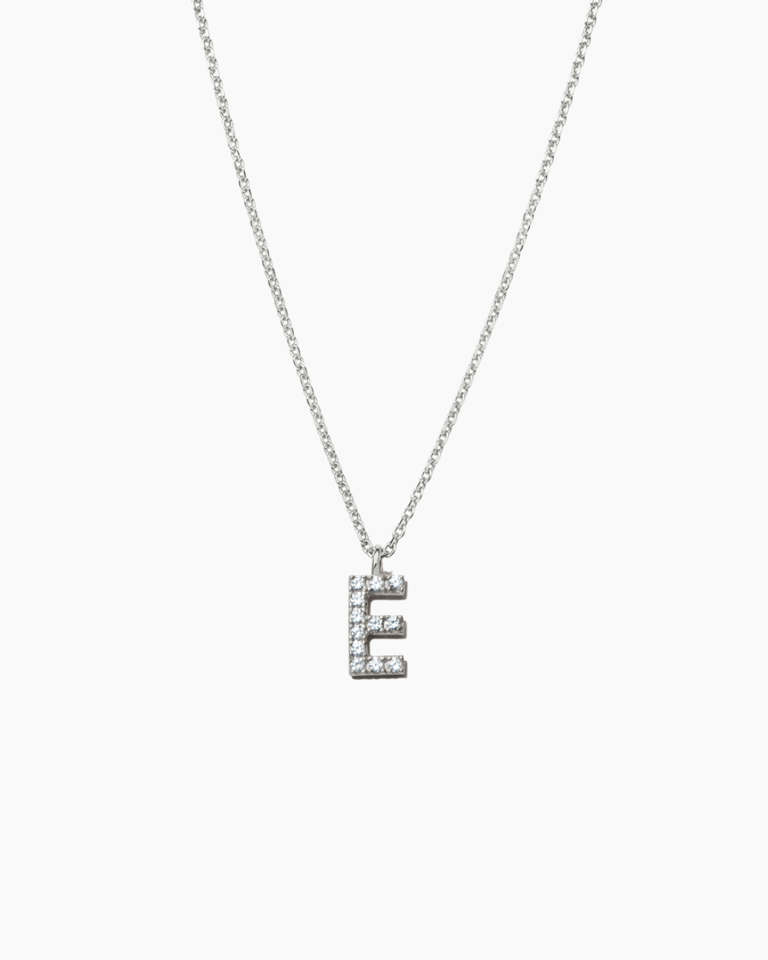 Stone Letter Charm Necklace Silver
