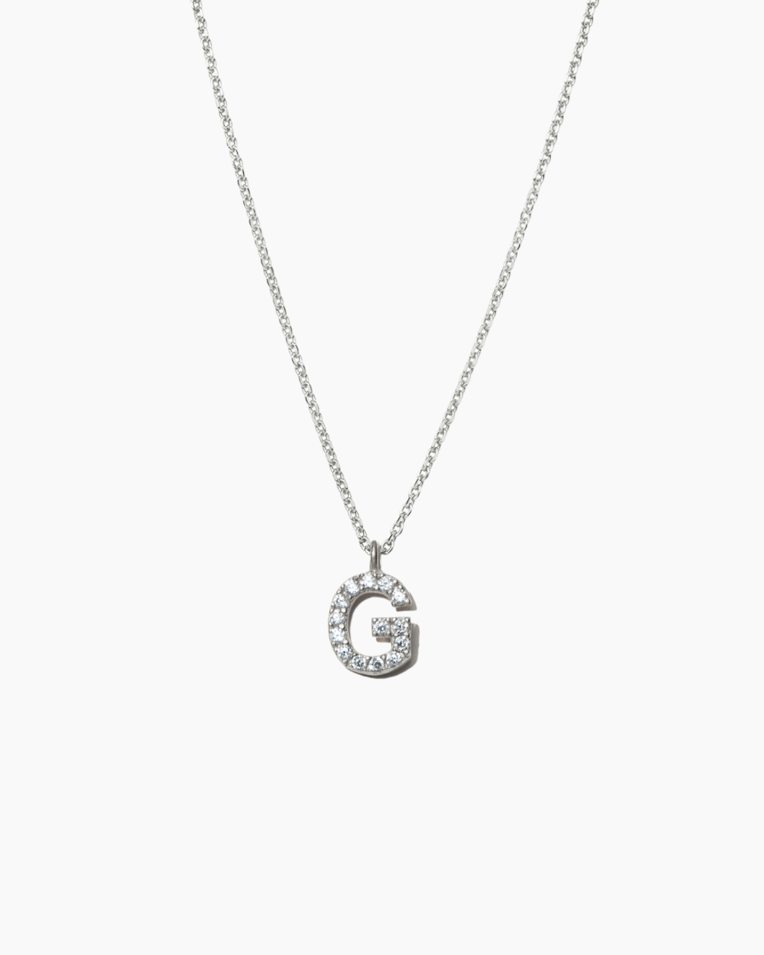 Stone Letter Charm Necklace Silver
