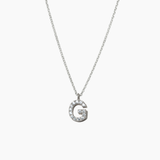 Stone Letter Charm Necklace Silver