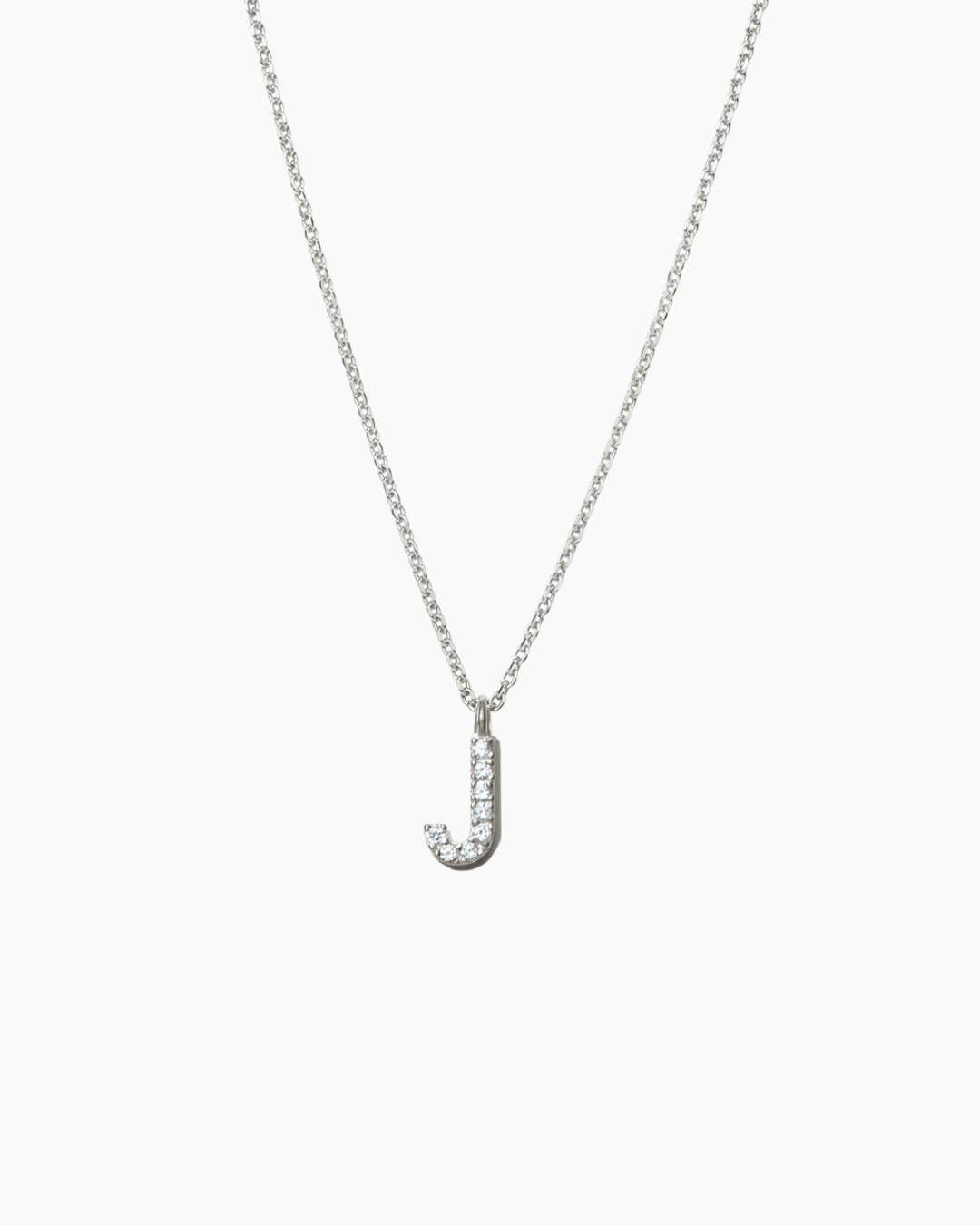 Stone Letter Charm Necklace Silver