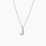 Stone Letter Charm Necklace Silver