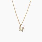 Stone Letter Charm Necklace Gold