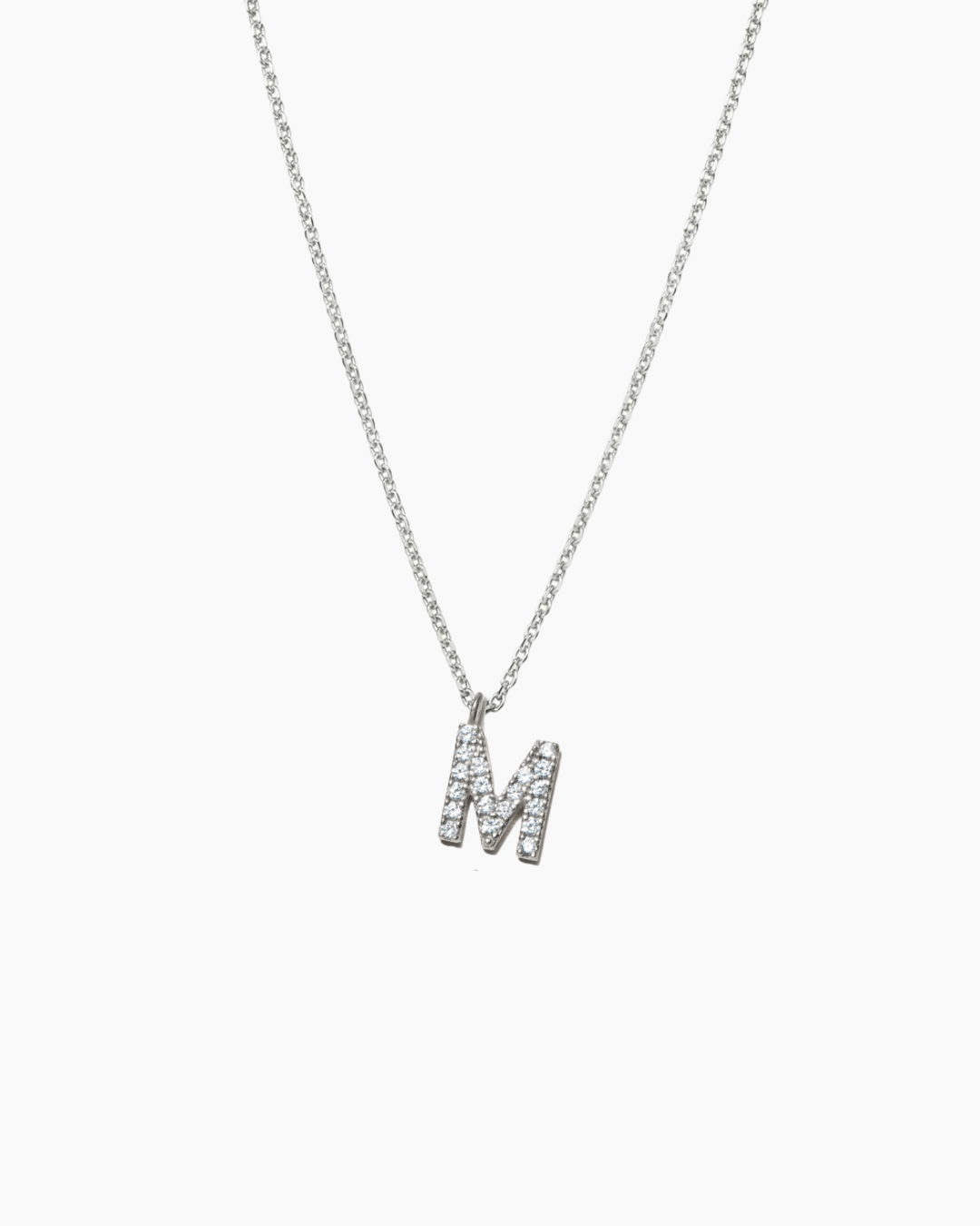 Stone Letter Charm Necklace Silver
