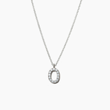 Stone Letter Charm Necklace Silver