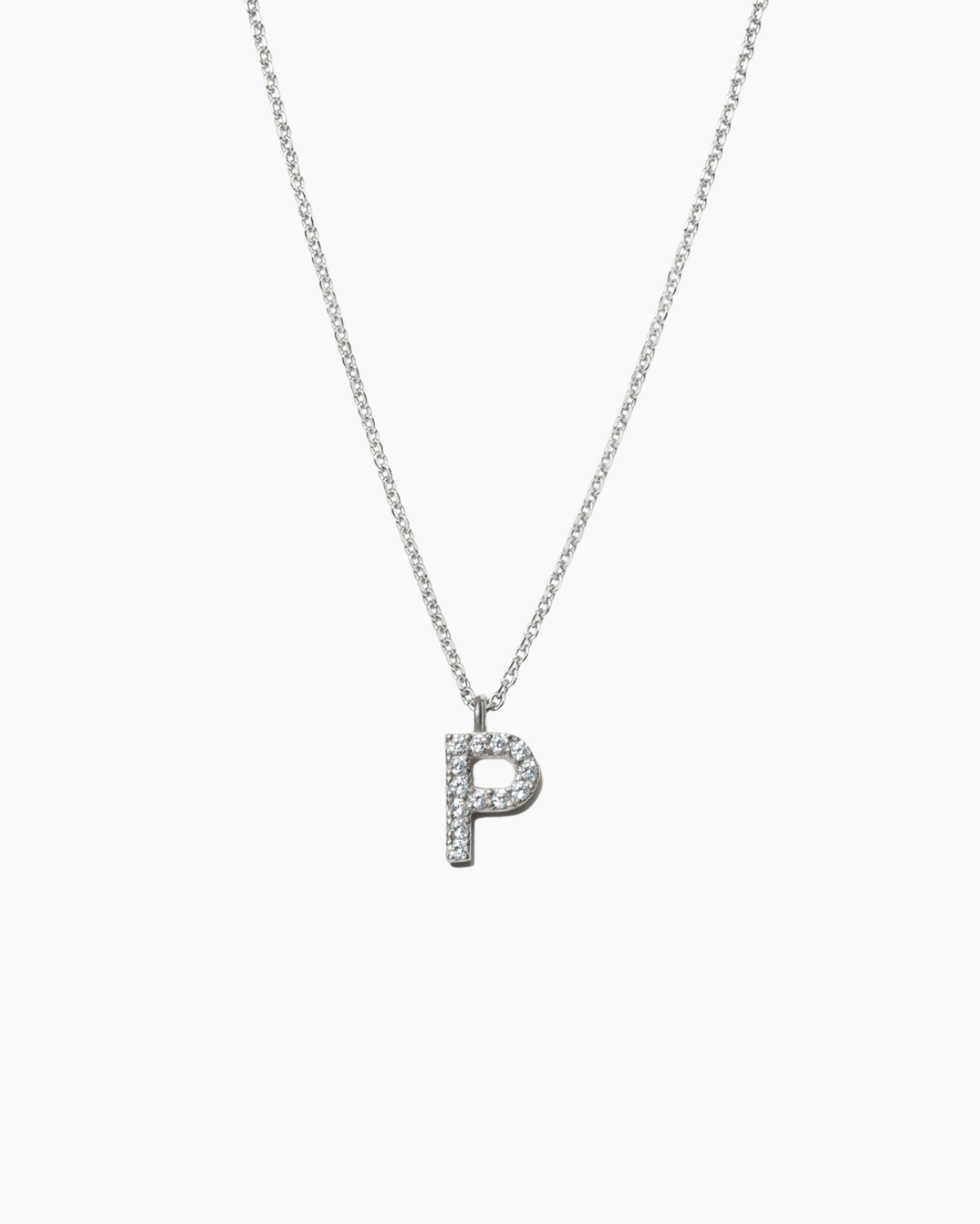 Stone Letter Charm Necklace Silver