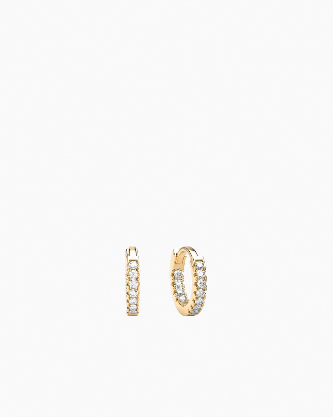 Stone Huggie Hoops Gold
