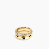 Rivetto Half Pavè Ring Large Gold