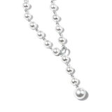 Long Pearl Necklace Silver