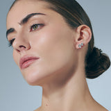 Double Emerald Studs Silver