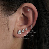 Pear Studs Large Silver