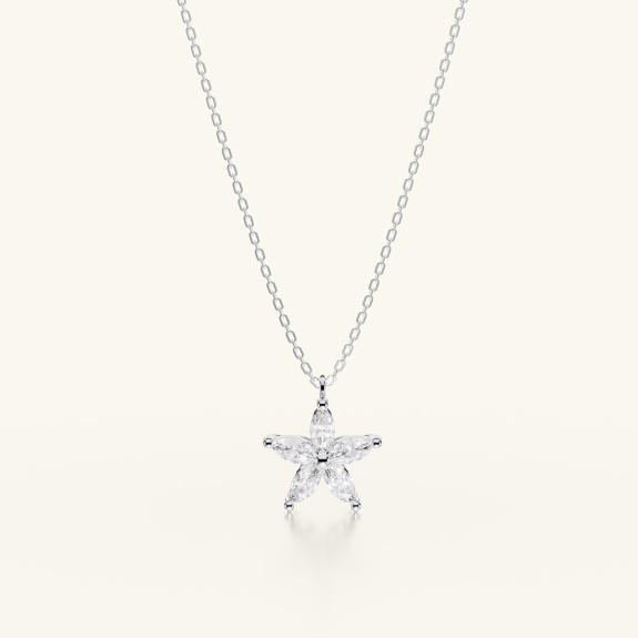 Flower Pendant Necklace Silver in der Gruppe Shop / Halsketten bei ANI (ANI-0124-010)