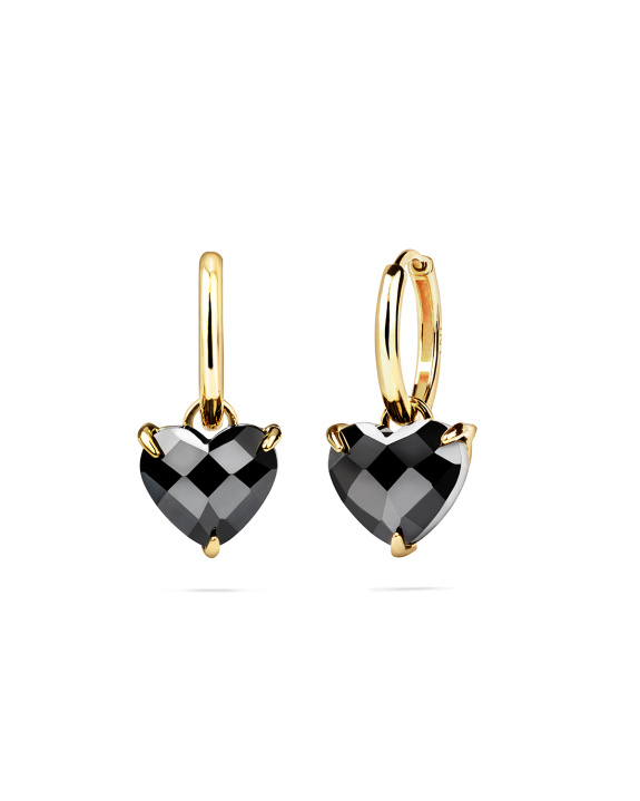 Black Heart Huggies Gold in der Gruppe Shop / Ohrringe bei ANI (ANI-0125-49)