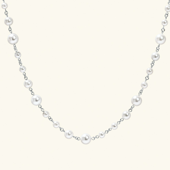 Long Pearl Necklace Silver in der Gruppe Shop / Halsketten bei ANI (ANI-0523-002)