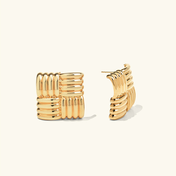 Checkered Earrings Gold in der Gruppe Shop / Ohrringe bei ANI (ANI-0823-123)