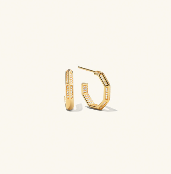 Pavé Octagon Earrings Gold in der Gruppe Shop / Ohrringe bei ANI (ANI231011)